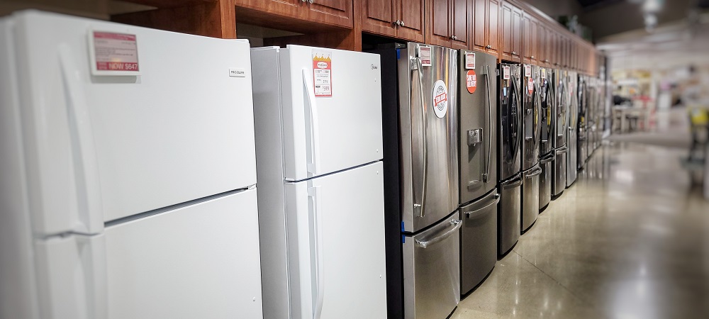 Various refrigerator models lined up 