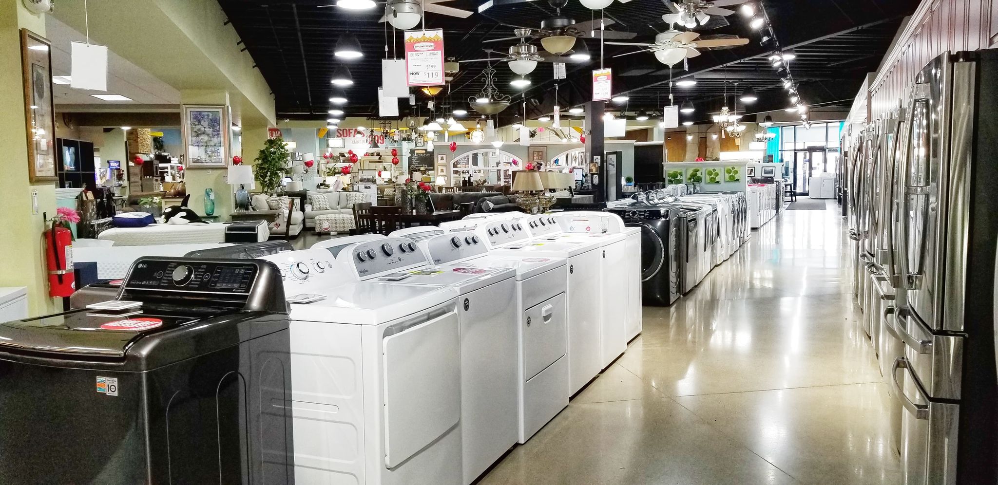 in stock washers showcased in Appliance Center of Toledo showroom