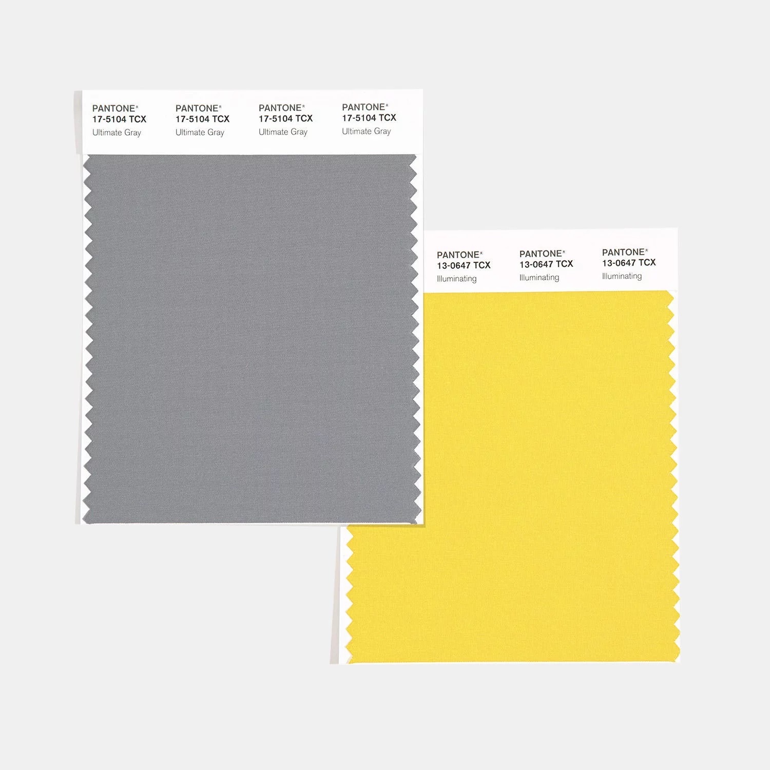 Illuminating and Ultimate Gray color swatches from Pantone