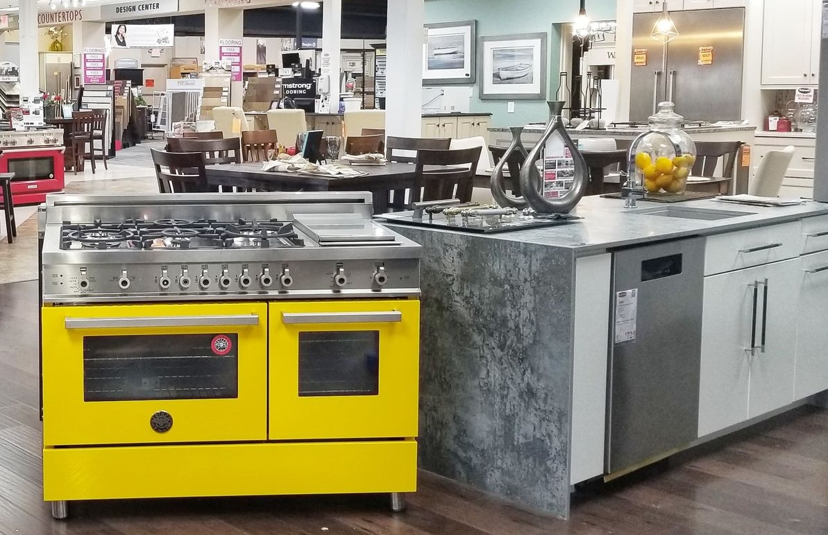 Bertazzoni pro style gas range in yellow finish