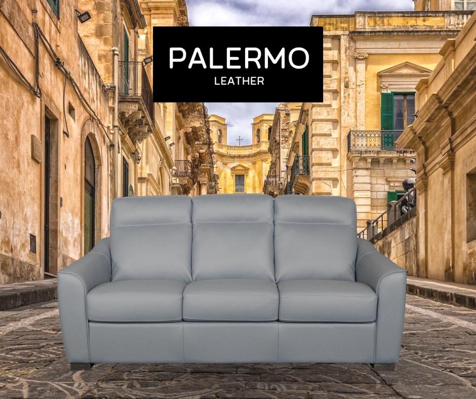 Palermo Leather Sofa with Italy background