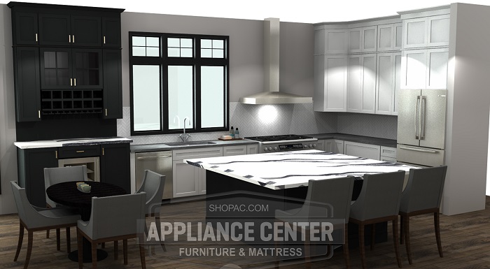 Image of a modern style kitchen rendering.