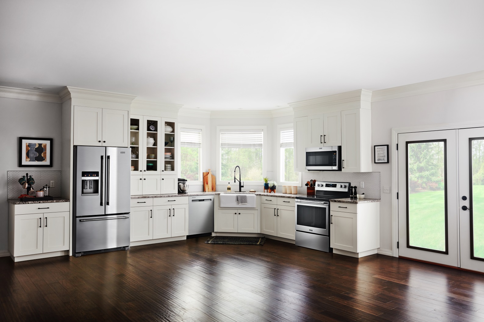 Wide view of kitchen full of Maytag appliances