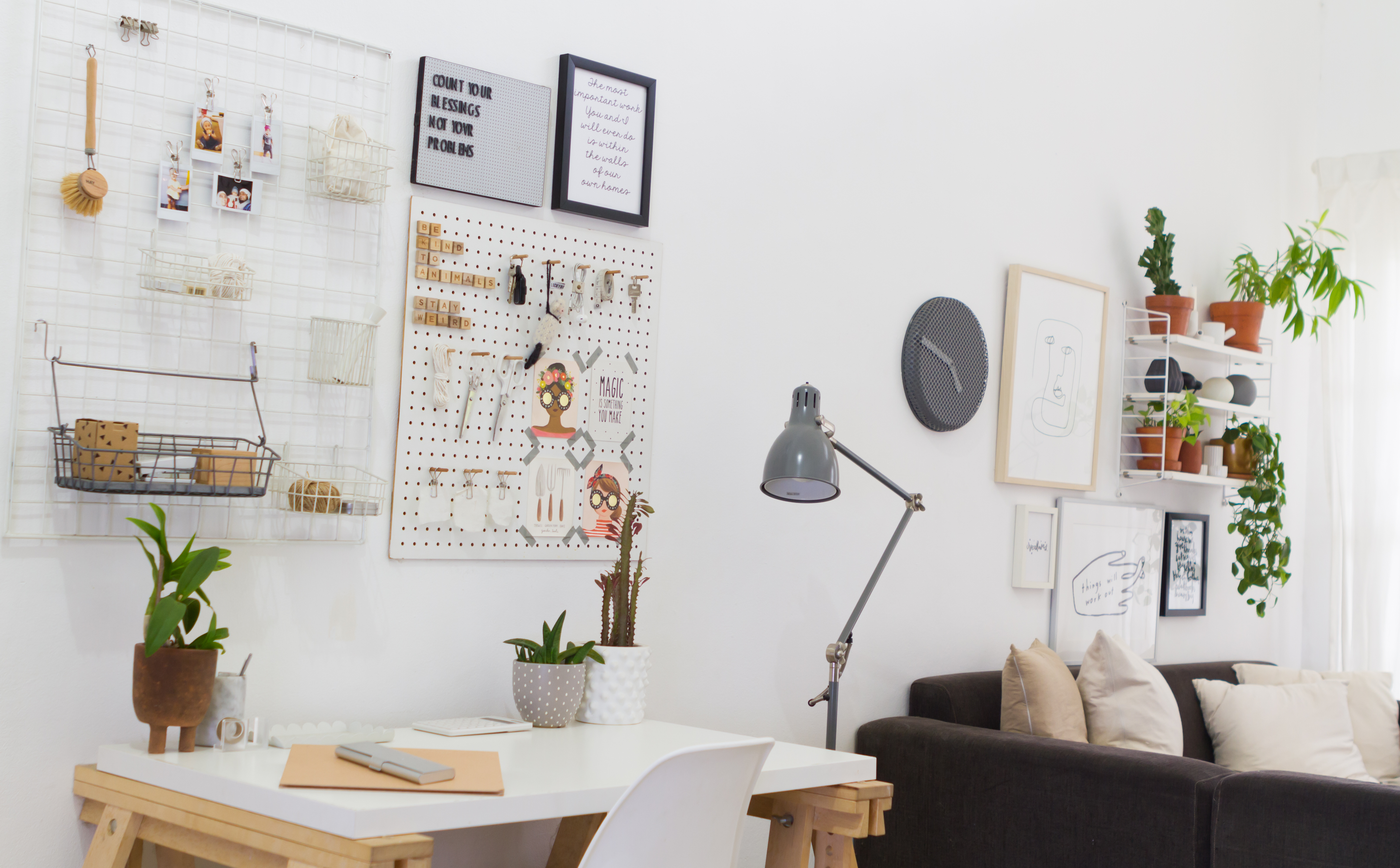 Add a desk or workstation to a bedroom, spare bedroom or even in the living room.