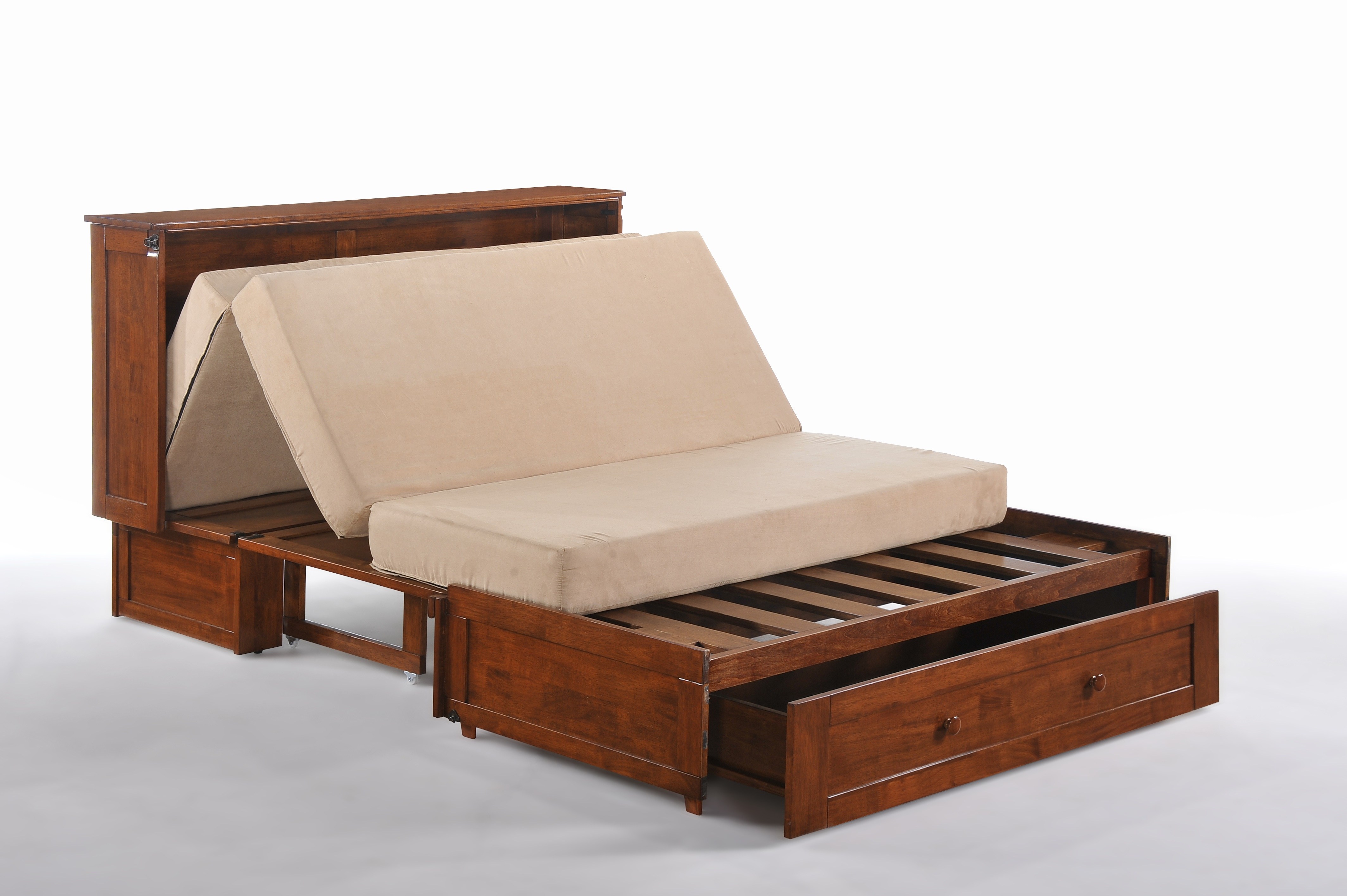 Murphy bed with mattress folded in half 