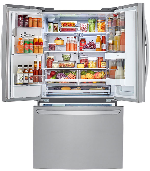 Top Rated LG refrigerator LFXC22526S with doors open