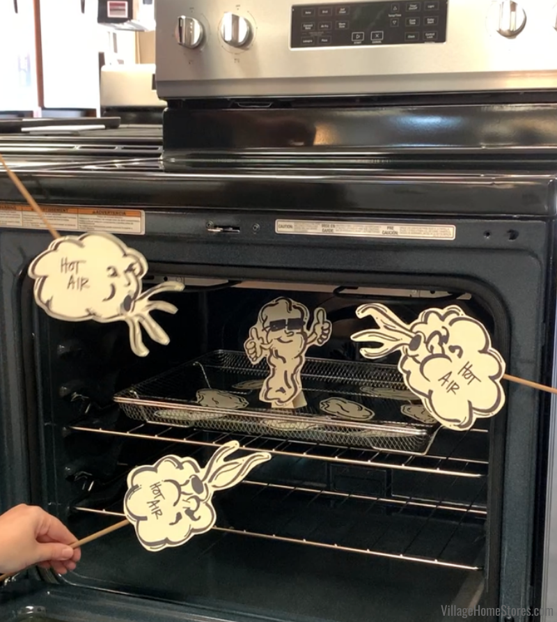 image explaining hot air distribution around the air fry basket when in use