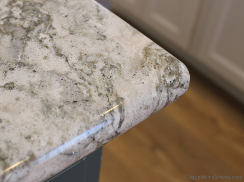 closeup shot of countertop corner in Cambria Quartz Berwyn design