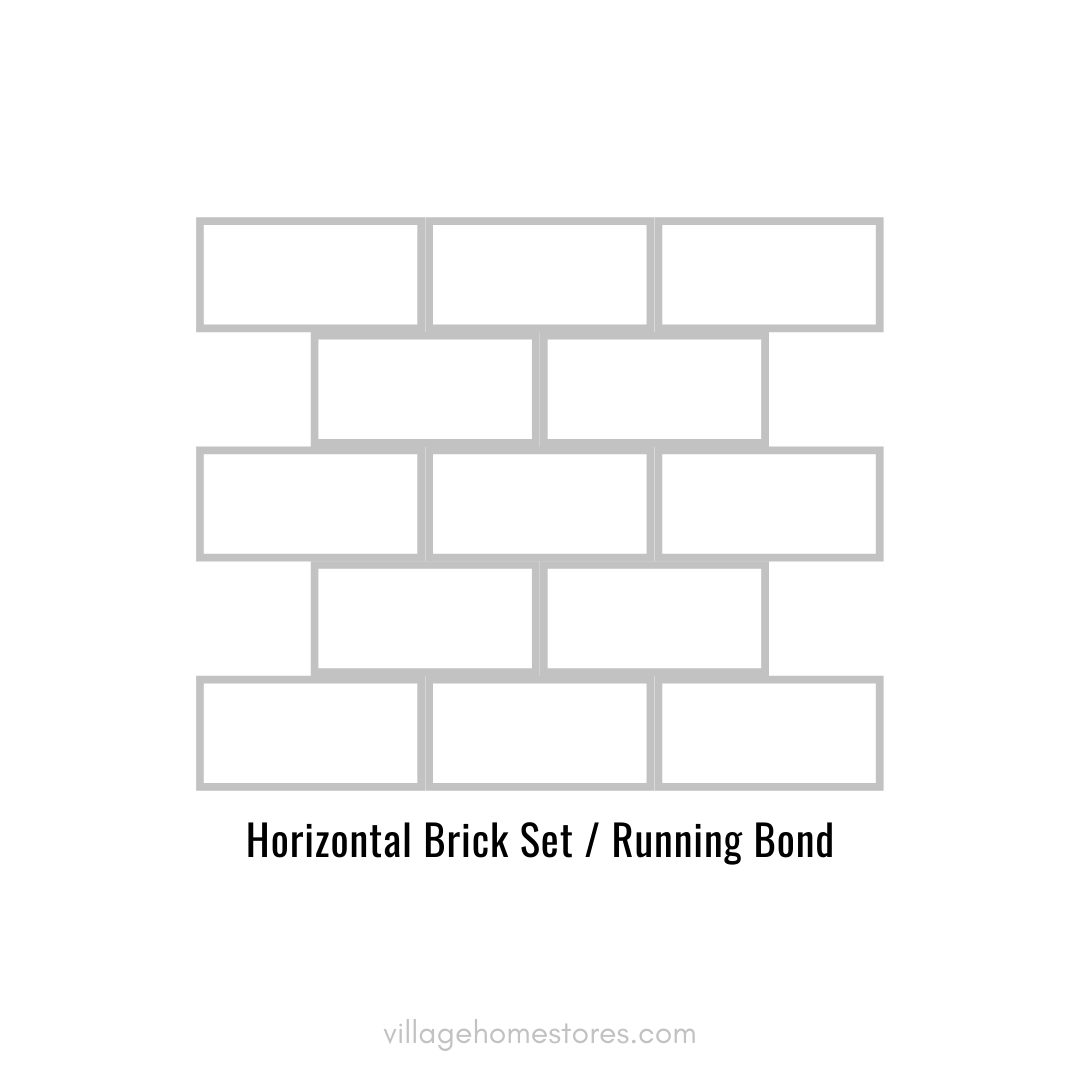 Line drawing infographic showing the brick set running bond tile pattern