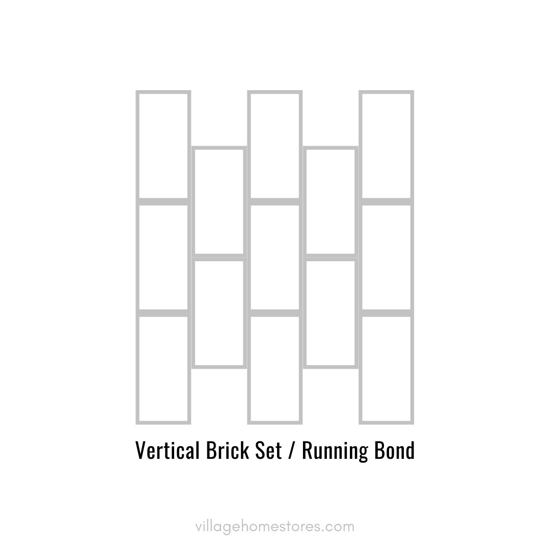 Line drawing infographic showing the vertical brick set running bond tile pattern