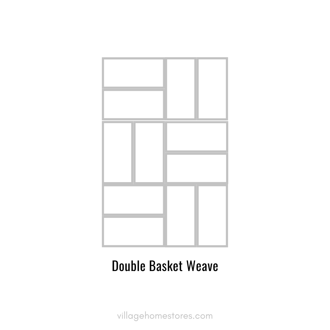 Line drawing infographic showing a double basket weave tile pattern