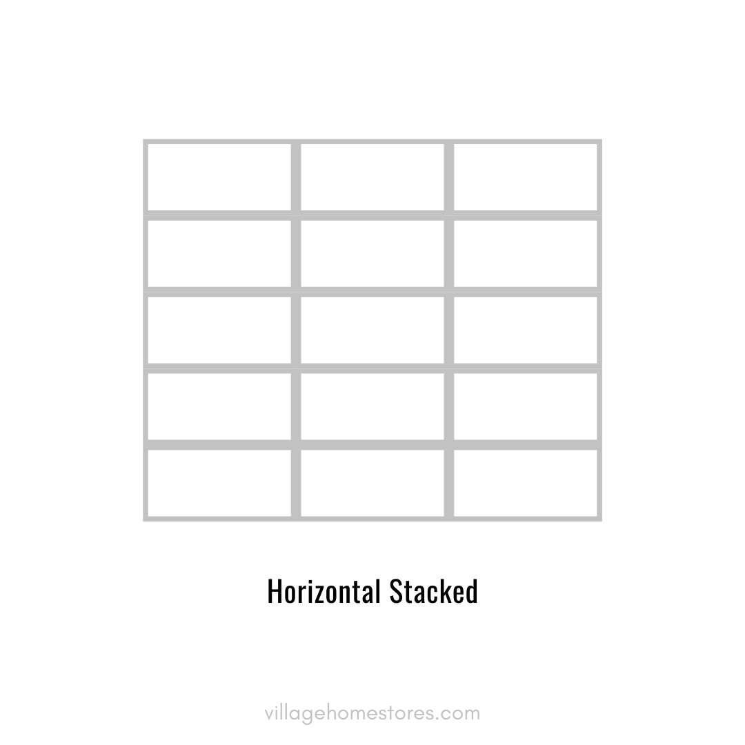 Line drawing infographic showing a horizontal stacked tile pattern