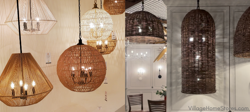 basket and woven shade pendant lighting 