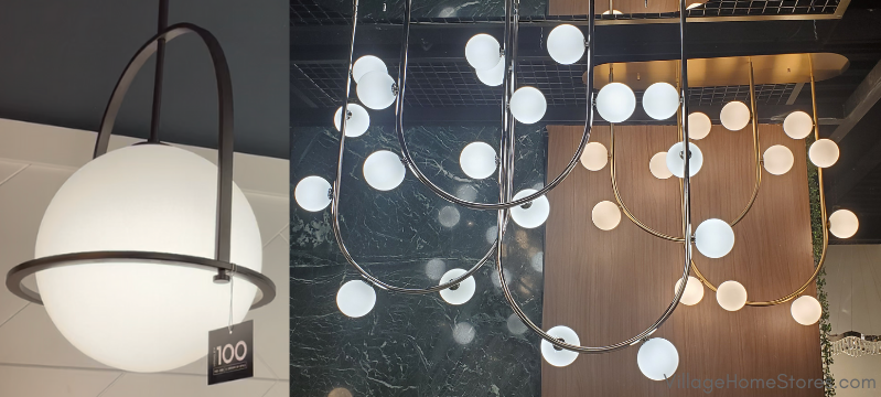 2022 trending dome and curved light fixtures hanging in Dallas Market Center