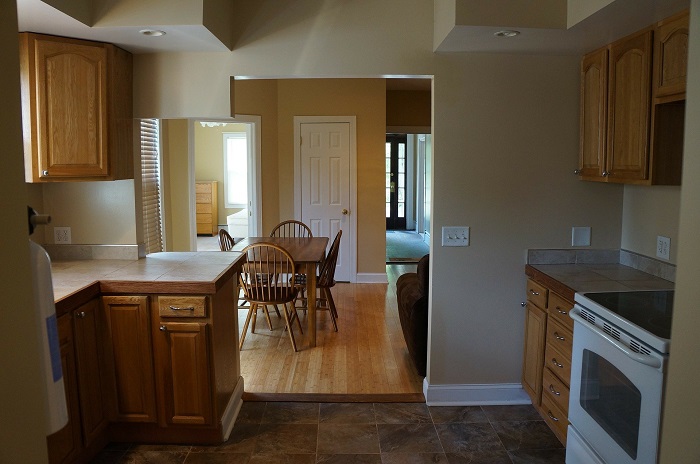 View of open spaced kitchen.