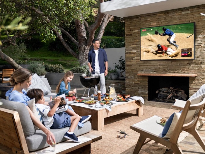 Watching Samsung Terrace TV in the Backyard