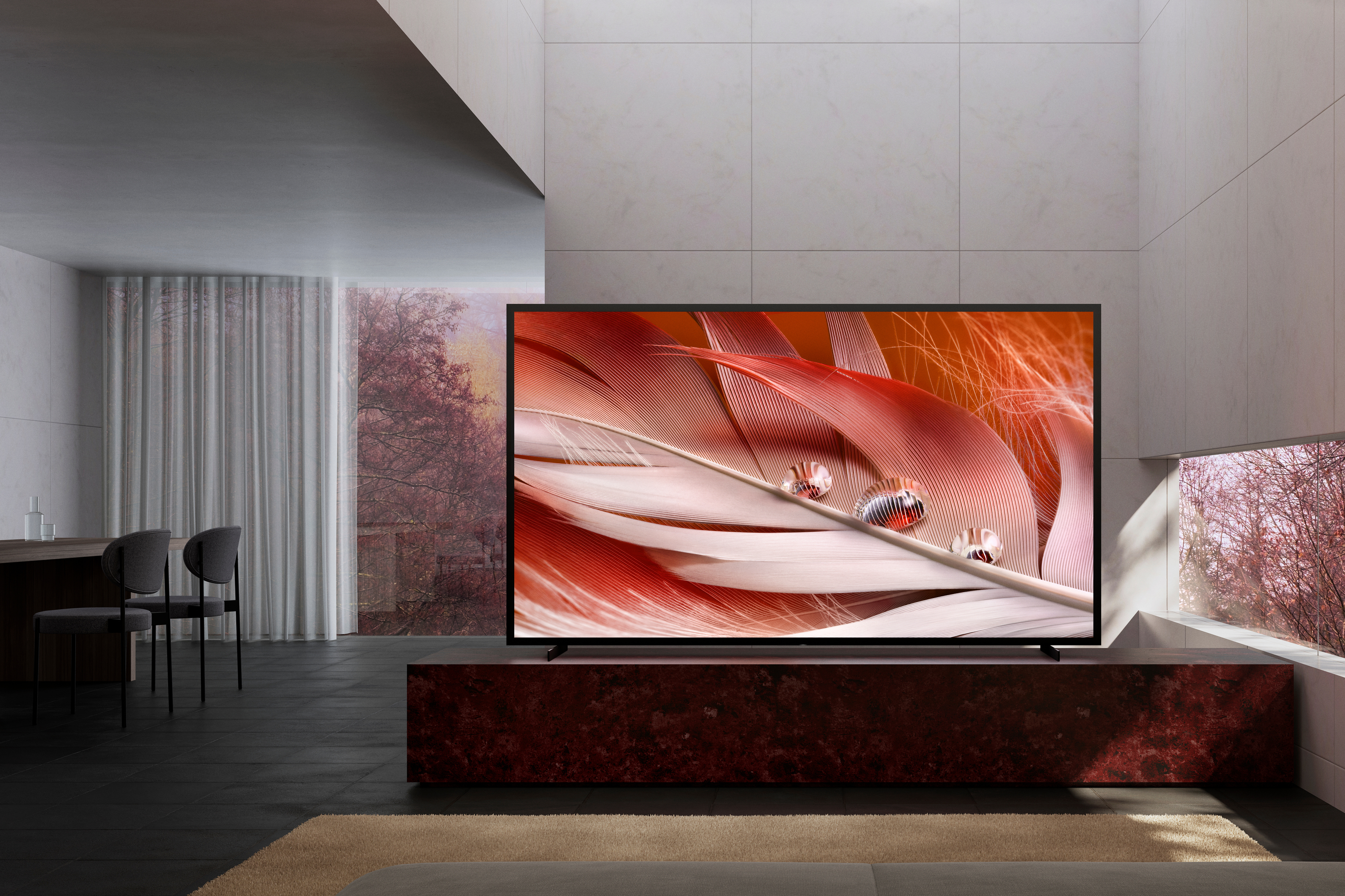 Sony X92J ultra-large 100" 4K LED TV sitting on a stand.