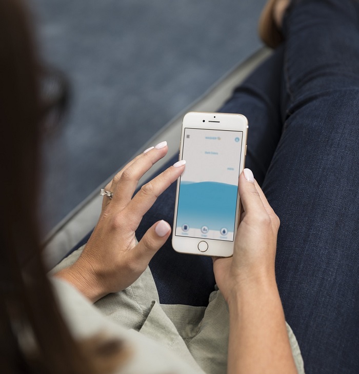 Woman scrolling on her smartphone.