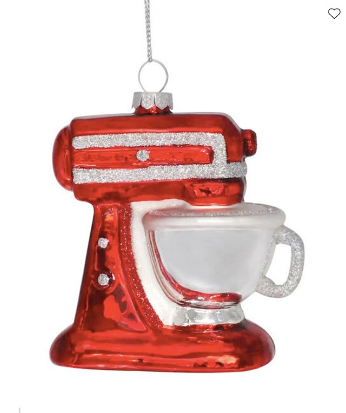 Christmas ornament of a standing mixer.