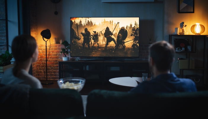 A couple is bingeing a historical show with zero interruptions