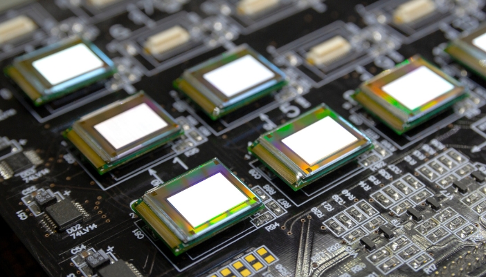 MicroLEDs on a display panel