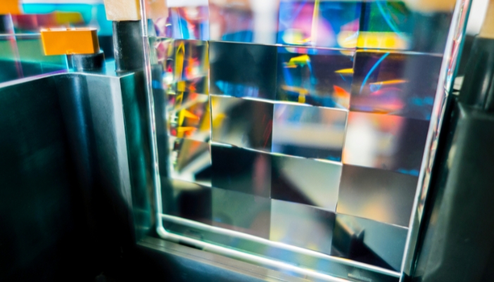 Inside of a projector: closeup of tons of tiny mirrors