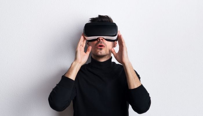 Man with a VR headset on