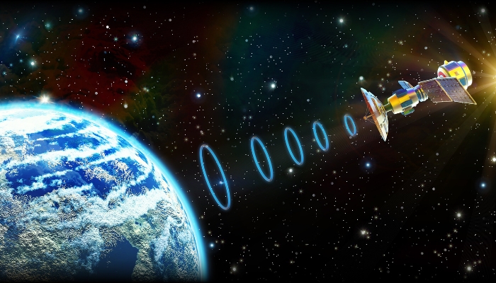 Satellite bouncing signal back to earth