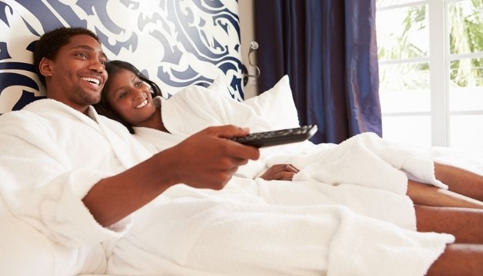 couple relaxing watching tv