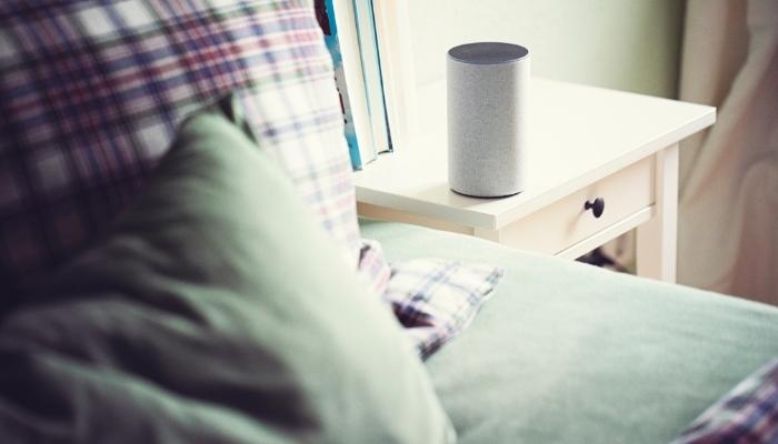 Smart speaker next to bed