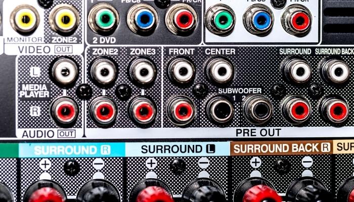 backside of audio receiver