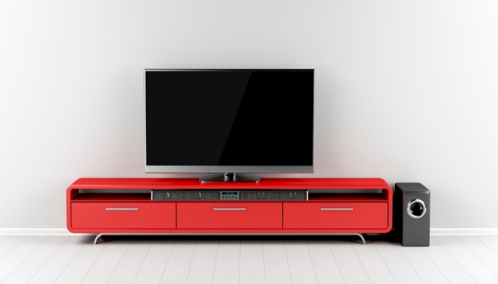 Simple home theater setup with a subwoofer and sound bar