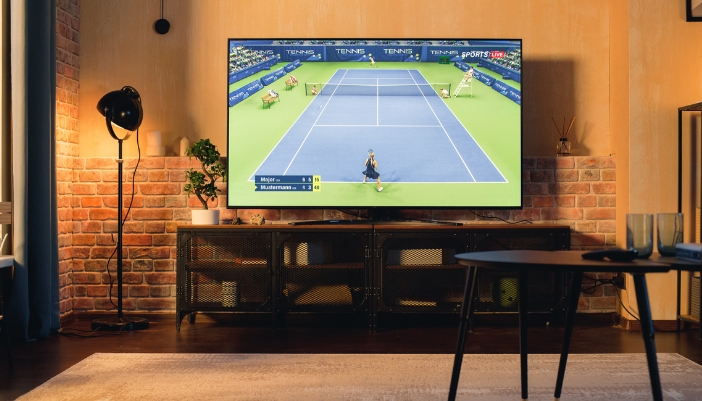 A living space with ideal lighting conditions for the TV