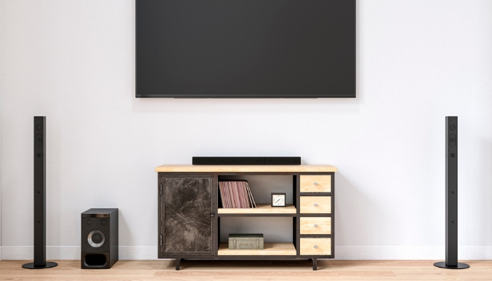 An RF audio system connected to the TV