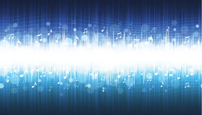 Concept image of frequency range filled with music notes
