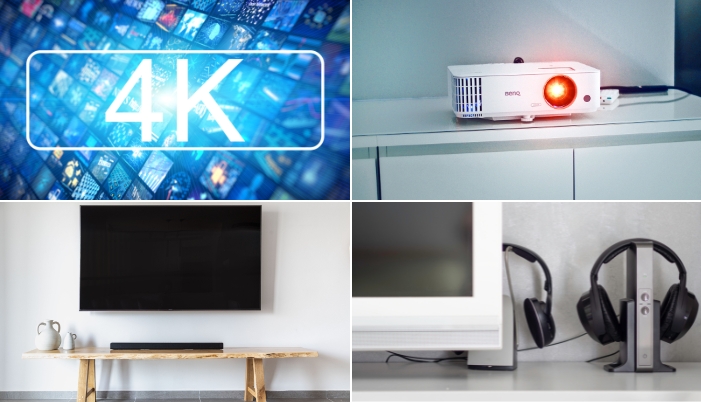 4-way comparison shot of the different features of AV equipment