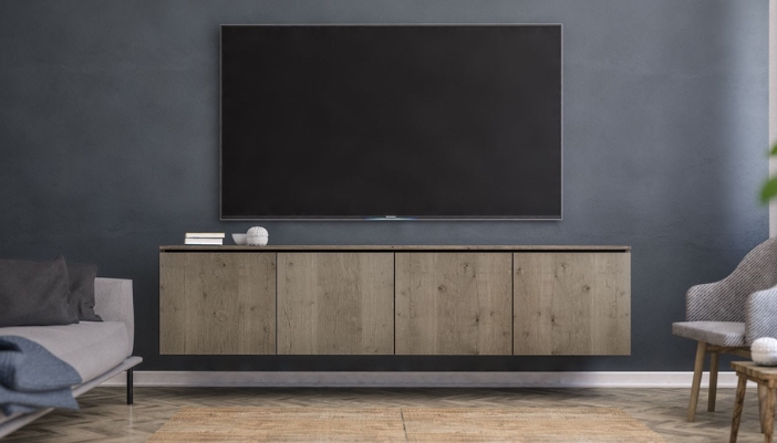 AV cabinet under TV
