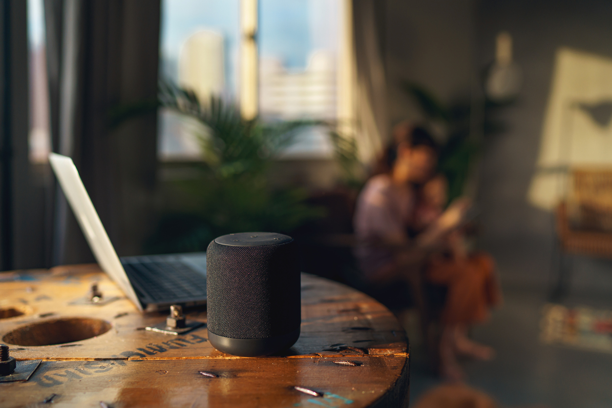 smart speaker at home allows parent to be more hands free while supervising child