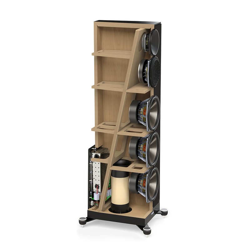An inside look at the Cascade-Fusion Bracing system inside of a Founder 80F speaker. 
