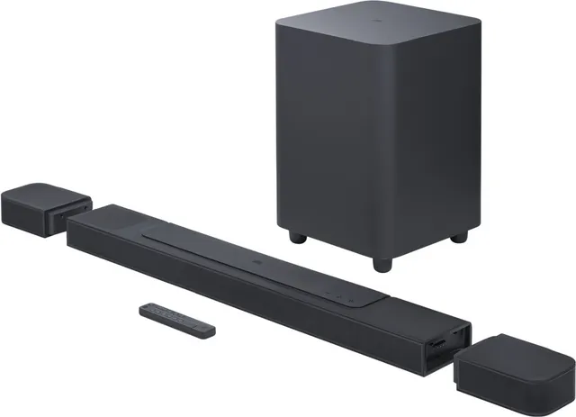 Front view of the JBL Bar 1000 7.1 wireless surround sound system 
