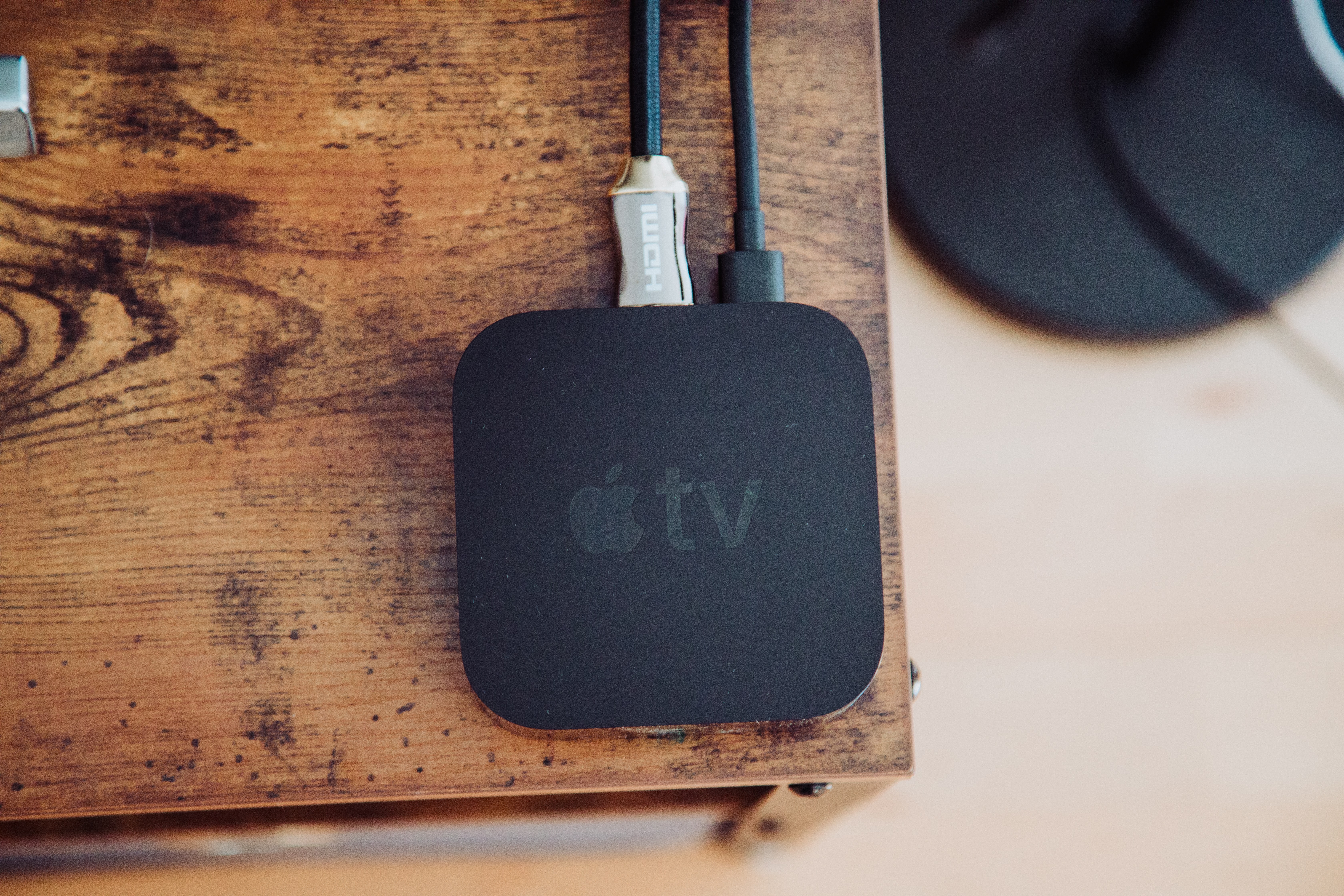 Apple TV device connected via HDMI