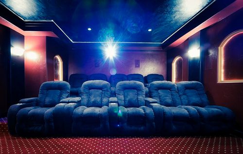 Residential Home Theater Seating and Projector