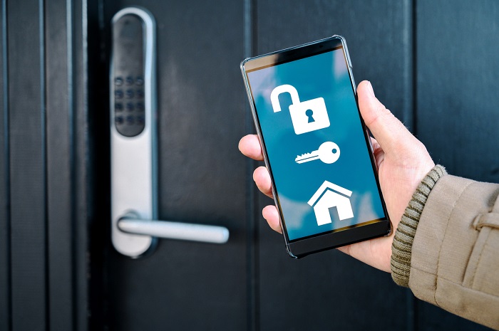 Smart phone displaying an app for a smart lock.
