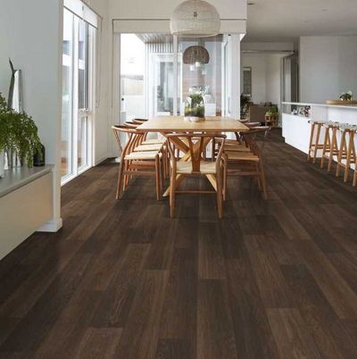 The Shaw Floor Resilient Residential flooring in Great Basin II finish in a kitchen 