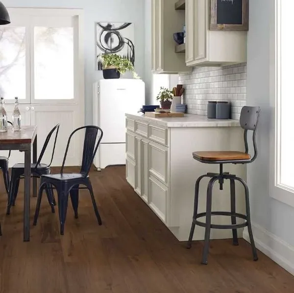 Shaw Floors Exquisite Rich walnut flooring in a kitchen 