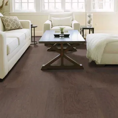 The Shaw Floors Repel hardwood flooring in a living room 