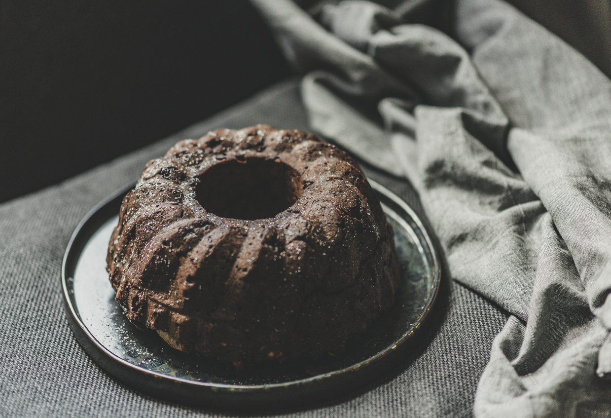 gingerbread Bundt cake on serving platter