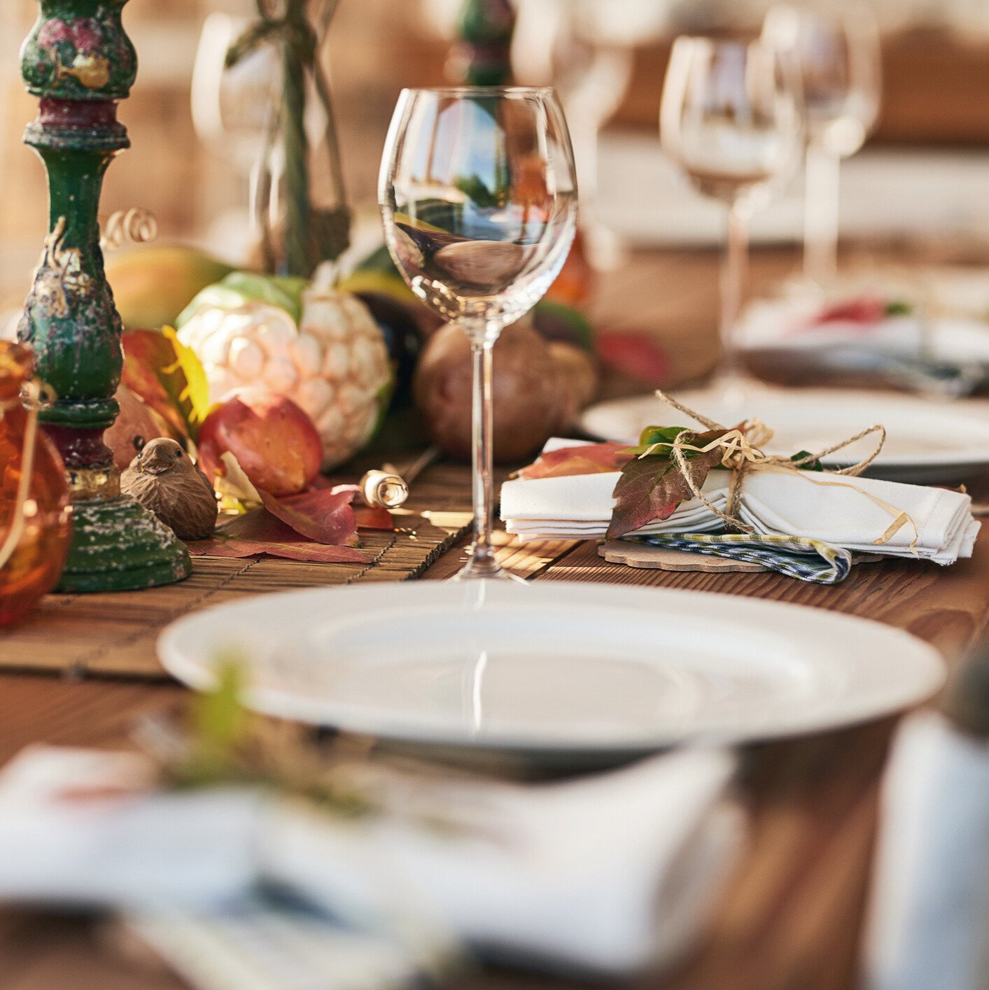 set table with holiday meal