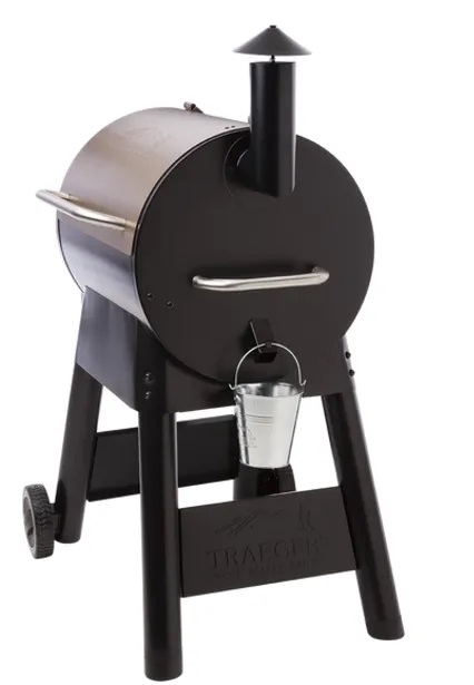Stock photo of a bronze Pro 22 Traeger outdoor grill.