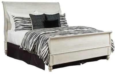 The American Drew Litchfield Hanover collection sleigh bed with bedding 